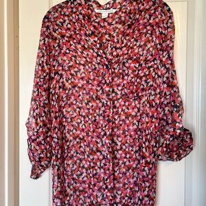 Diane vonFurstenberg silk sheer floral blouse